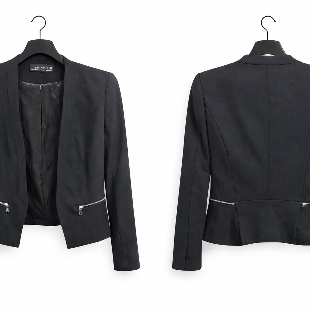 Zara Black Women's Blazer with Silver Accents